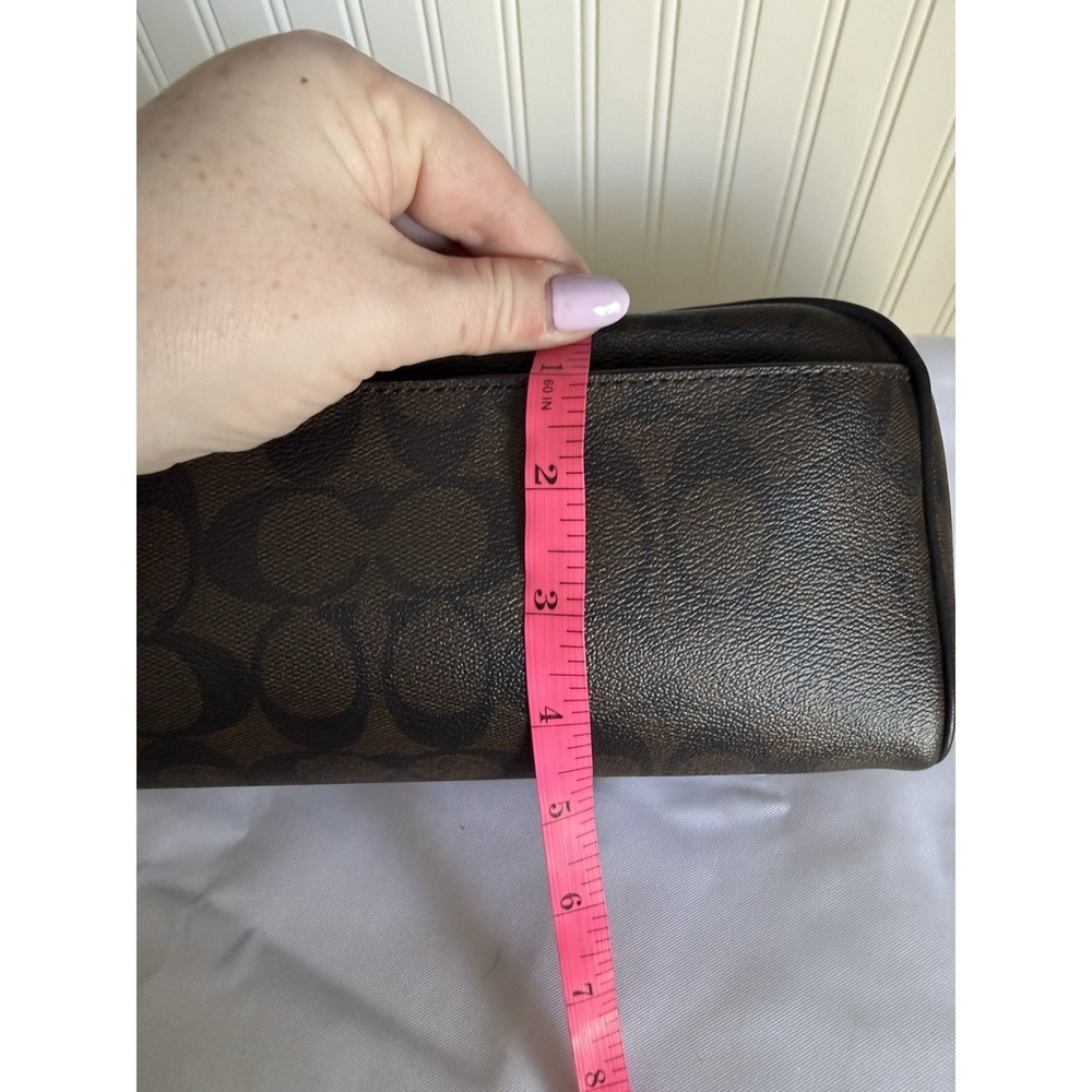 COACH Signature Toiletry Travel Bag Dopp Kit Pouch Coated Canvas Walnut Black - Picture 15 of 16